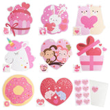 40 Pack Valentine'S Day Greeting Cards For Classmates, Valentines Cards Set With Cute Bookmarks, Temporary Tattoos, Stickers And Envelopes For Classmate, Teachers, 8 Different Designs