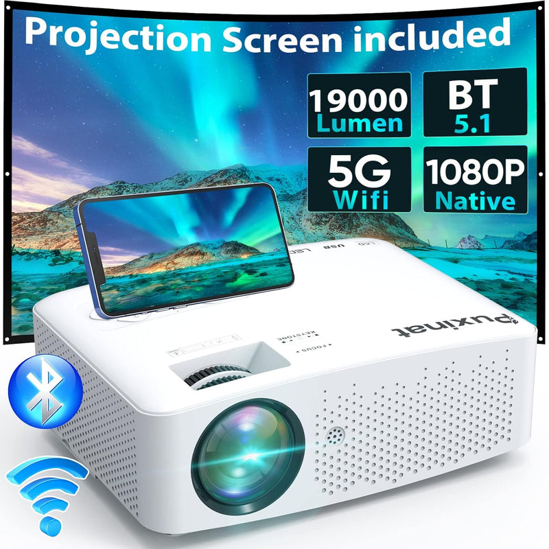 Native 1080P 19000 Lumens 5G Wifi Bluetooth Projector, 600Ansi Outdoor Movie P