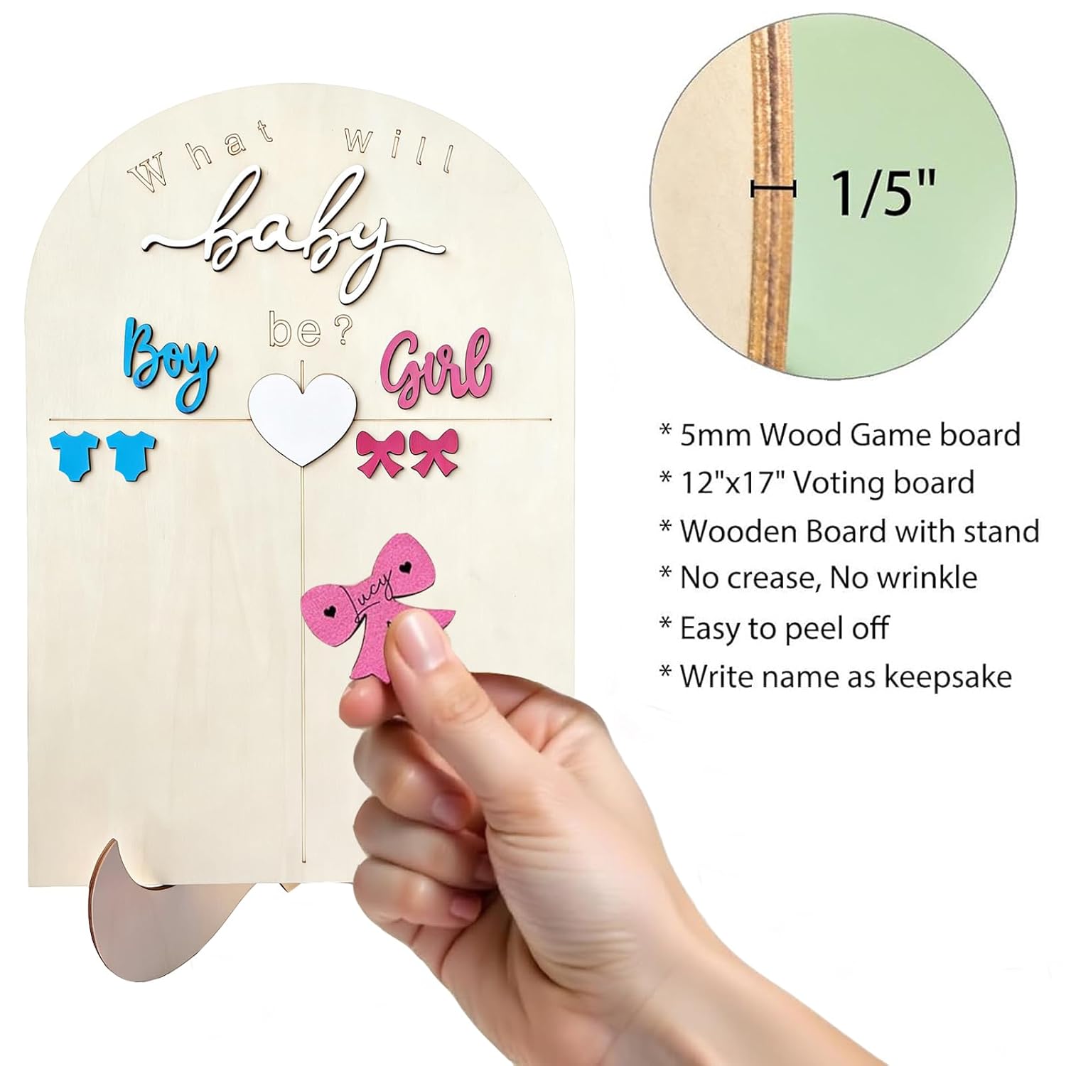 Wooden Baby Gender Reveal Voting Board With Stand, Gender Guessing Game Board,Girl Or Boy Voting Stickers Guessing Gender Reveal Game Idea Board Cast Your Vote Sign,Baby Shower Gender Reveal Ideas