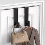 2-Pack Over The Door Hooks - Rustproof Stainless Steel Door Hangers For 1-3/4 Inch Doors, Non-Marking And Tool-Free Easy Install?? (Black, T Shape-Fits 1-3/4" Thick Door)