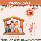 6Ft H Christmas Inflatable Nativity Scene With Build-In Led Lights, Christmas Inflatable Outdoor Indoor Decorations Larg