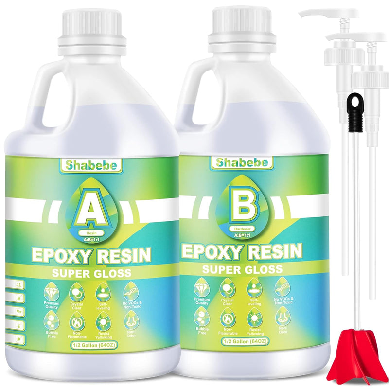 Epoxy Resin, 1 Gallon Super Gloss Epoxy Resin Kit, Self Leveling No Bubble Eas