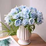 Blue Artificial Flowers, 12Pcs Fake Peony Silk Peonies For Decoration Blue Faux Flower Arrangements For Spring Office Home Decor Wedding Party (Light Blue)
