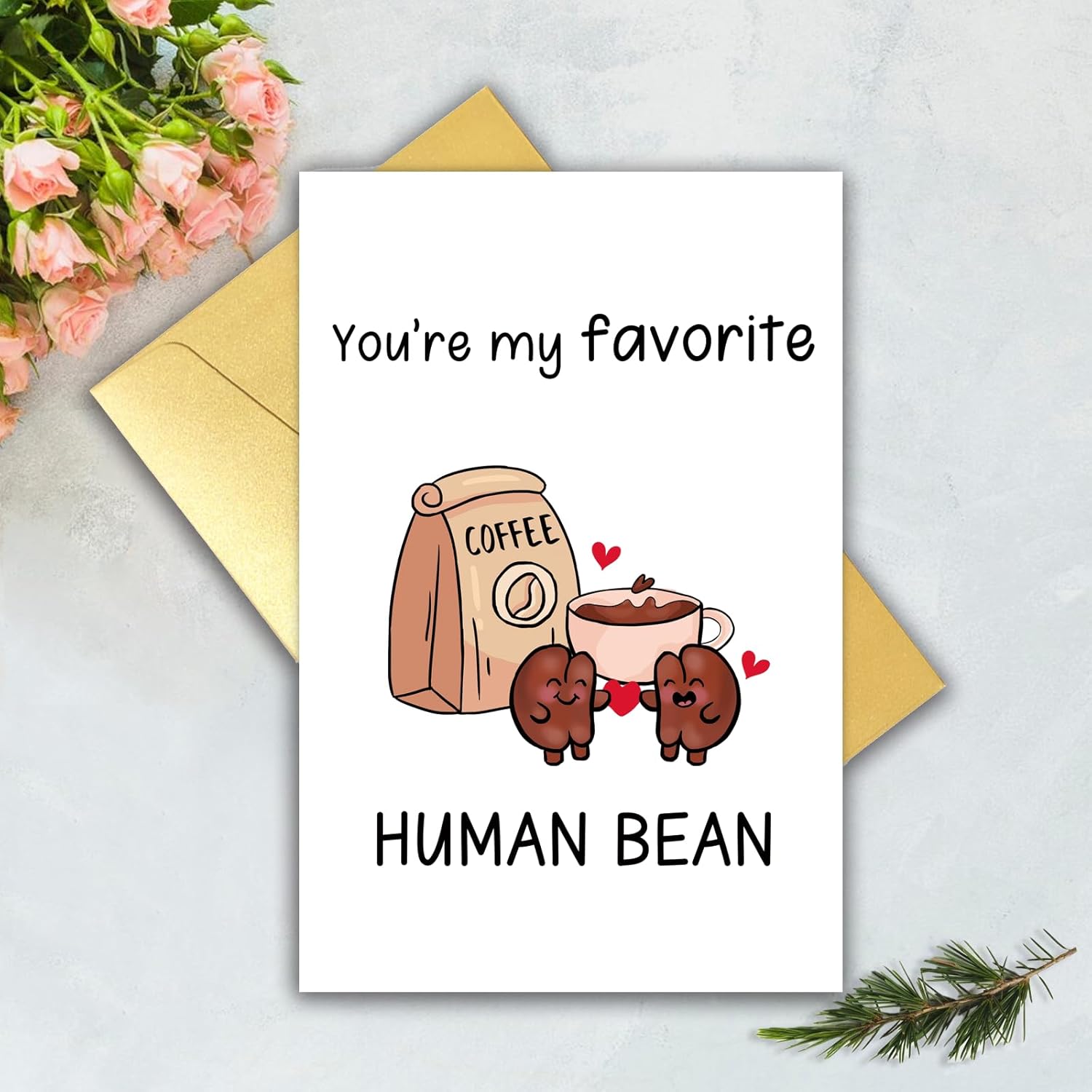 Cute Valentine'S Day Card For Husband Wife Boyfriend Girlfriend Couple Partner, Romantic Coffee Bean Wedding Anniversary Card, Love You Card, Lovely Birthday Card Women Men Couple