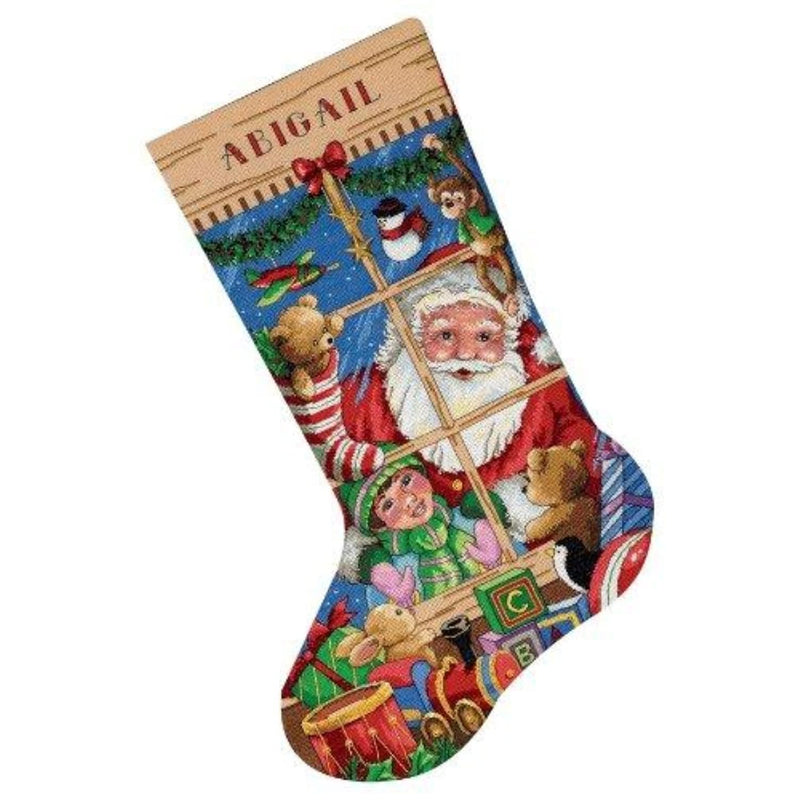 Counted Cross Stitch 'Santa'S Toys' Personalized Christmas Stocking Kit, 18 Co