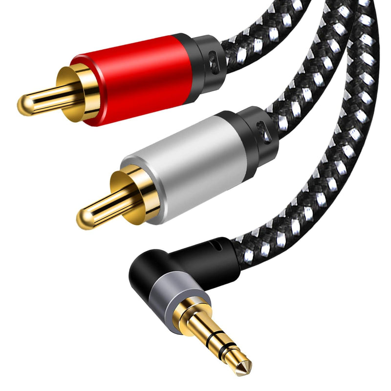 3.5Mm Aux Cables, 90° Rca Audio Cable, 3.5Mm To 2-Male Rca Stereo Splitter Cab