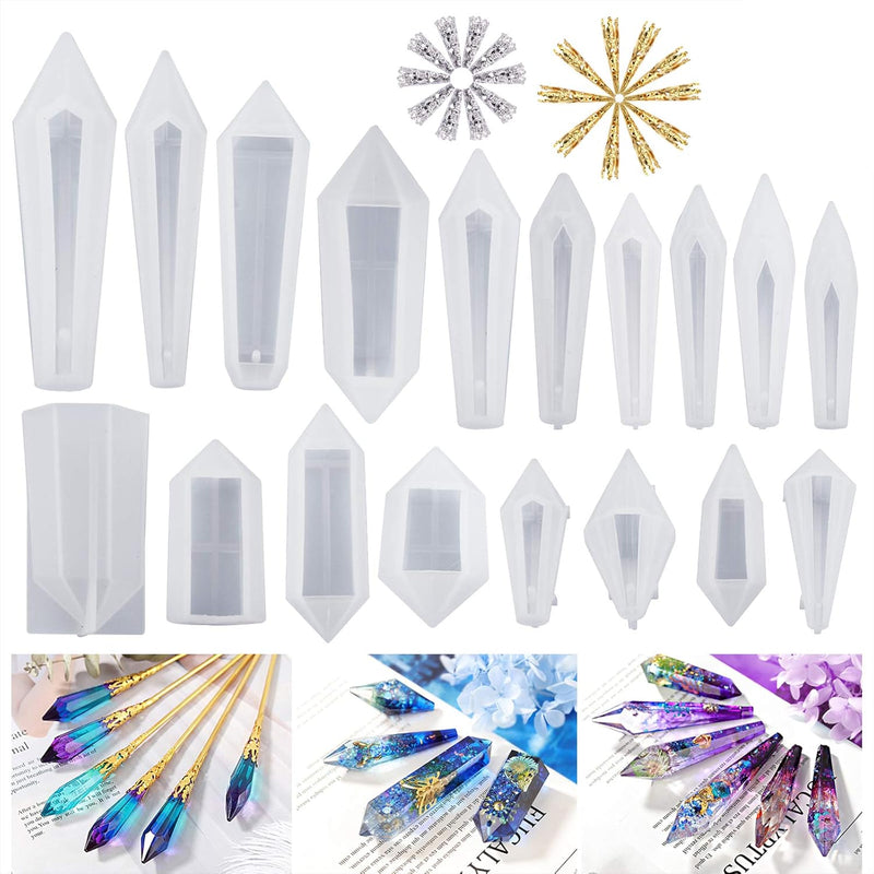 Resin Molds 18Pcs Pendulum Crystal Silicone Molds,Multi-Facet Uv Resin Jewelry Molds For Quartz Crystals Pendants, Necklace