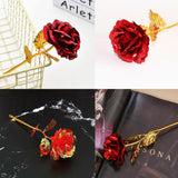 24K Red Rose Flower Creative Artificial Gold Dipped Rose Long Stem Forever Rose With Gift Box And Bag For Mother'S Day Valentine'S Day Birthday Anniversary Thanksgiving Day
