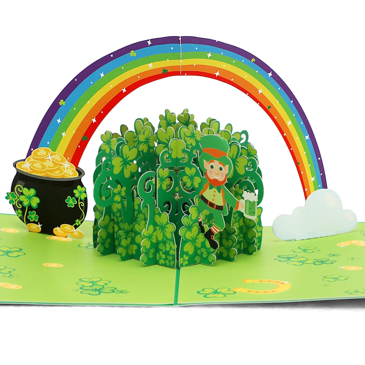 Pop Up St. Patrick'S Day Card Green Shamrock 3D Greeting Card Irish Lucky Gift Card With Envelope 5" X 7" Signature Paper Wonder Card Handmade Unique Design Clover Pop Out Card For Family & Friends