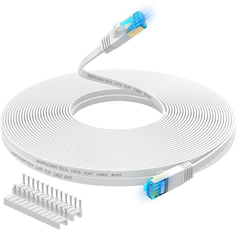 Cat 6 Ethernet Cable 75 Ft,Flat Internet Network Lan Patch Cords – Solid Cat6