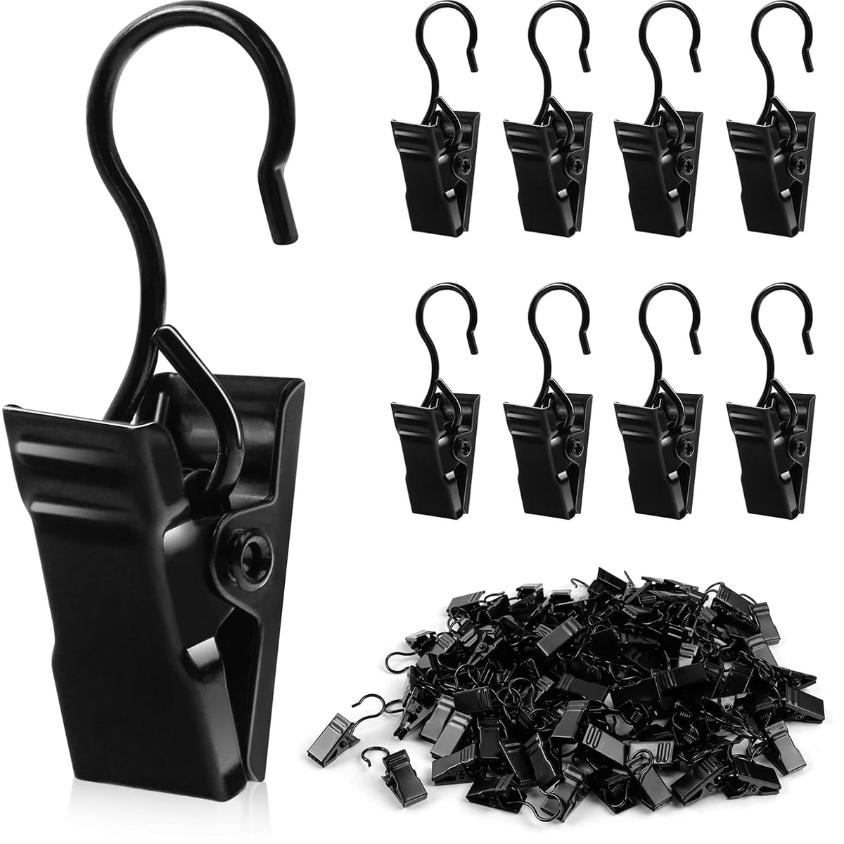 Christmas Light Clips Metal Roof String Light Hangers For Shingles Gutter Hooks Metal S Hooks Curtain Clips For Indoor Outdoor Christmas Holiday Party Decoration?50 Pack, Black?