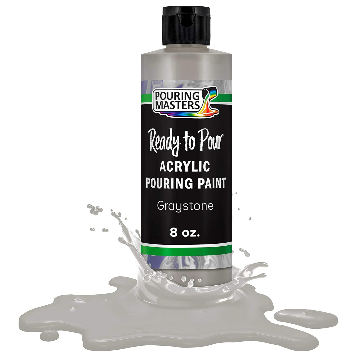 Pouring Masters Graystone Ready To Pour Acrylic Pouring Paint - Premium 8-Ounce Pre-Mixed Fluid Acrylic Paint - Fluid Art Supplies For Canvas, Wood, Paper, Tile & Rocks