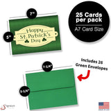 Happy St. Patrick'S Day Cards For Family & Business (Plaid & Clovers) Saint Patrick Bulk Greeting Card Set Pack Of 25 With Green Envelopes (5X7 Inch - A7) Office, Work, Employees & Clients Lti100