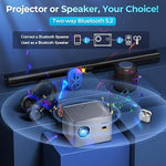 4K Projector - 1080P, WiFi, Bluetooth, Auto Focus/Keystone, 50% Zoom, HDMI, USB