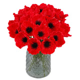 20Pcs Red Poppy Flowers Artificial 19.4" Pu Real Touch Faux Poppies Fake Flower Bulk For Wedding Bouquets Floral Arrangements Centerpiece Corsages Home Table Garden Party Decor(Red)