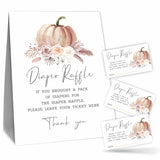 Boho Pumpkin Diaper Raffle Game Sets - 1 Self-Standing Sign & 50 Diaper Raffle Tickets For Gender Reveal, Baby Announcement,Party Favor And Decorations-B16