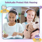 Kids Wired Headphones, 85/94dB Limit, Foldable, Mic, Gradient Purple