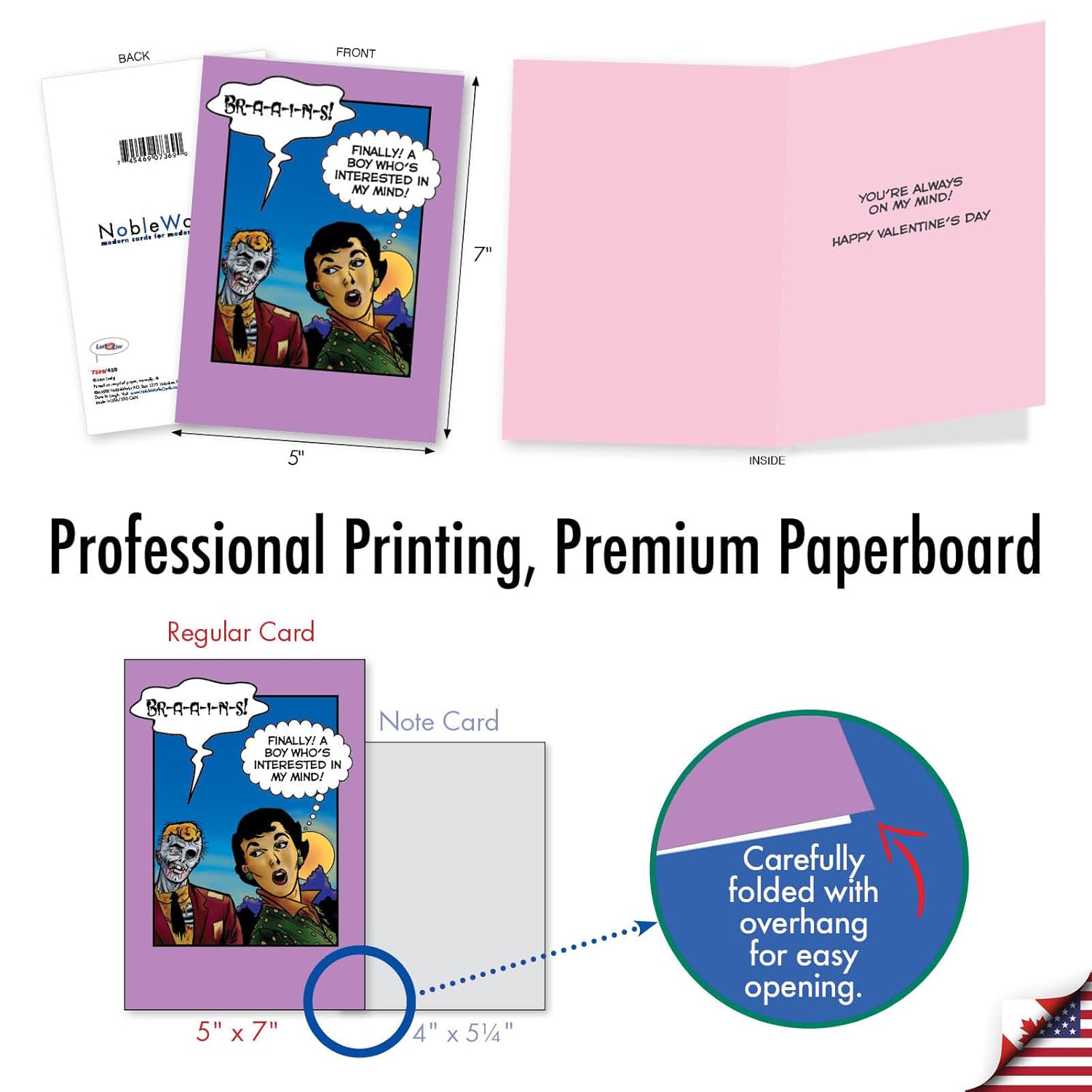 , Happy Valentine'S Day Card With Envelope - Note Card For Loving Valentine - Zombie Brains 7369