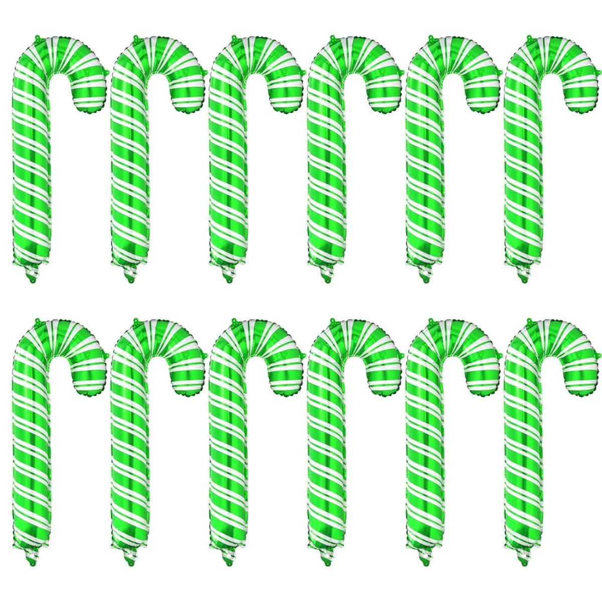 12 Sweet Xmas Candy Cane Foil Balloon, Merry Christmas Lollipop Red Green Pink Santa Canes Walking Stick Balloons For New Year Candyland Theme Baby Shower Birthday Party Decoration Supplies