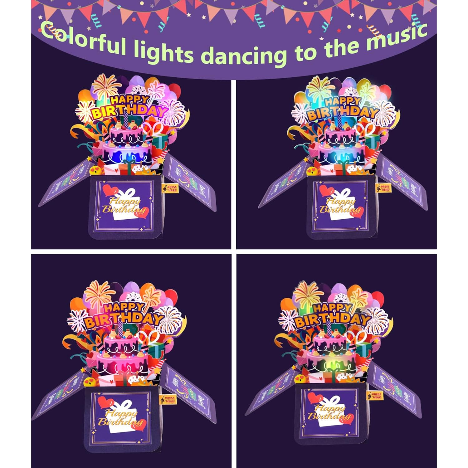3D Musical Birthday Card With Lights – Pop Up Gift Box Design, Plays “Happy Birthday” Song, Includes Envelope And Note Cards – Fun Greeting For Kids, Adults, Friends