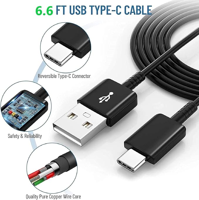 USB C Fast Charger with 6.6FT Type C Cable for Samsung Galaxy S25 S24 S23 S22 S21 Android Phone Charger