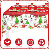 194Pcs Christmas Paper Plates And Napkins - Merry Christmas Party Decorations - Plates, Cup, Napkins, Cutlery, Tablecloth - Disposable Tableware For 24 Guests