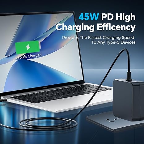 45W USB C Fast Charger with 6.6FT Cable for Steam Deck OLED ROG Ally Nintendo Switch 2 MacBook iPhone Samsung