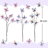 Purple Butterfly Decorations, Silk Butterfly Stems Artificial Willow Branches With Butterflies For Vase Floral Arrangements For Wedding Home Office Party Decoration (Pack Of 3)