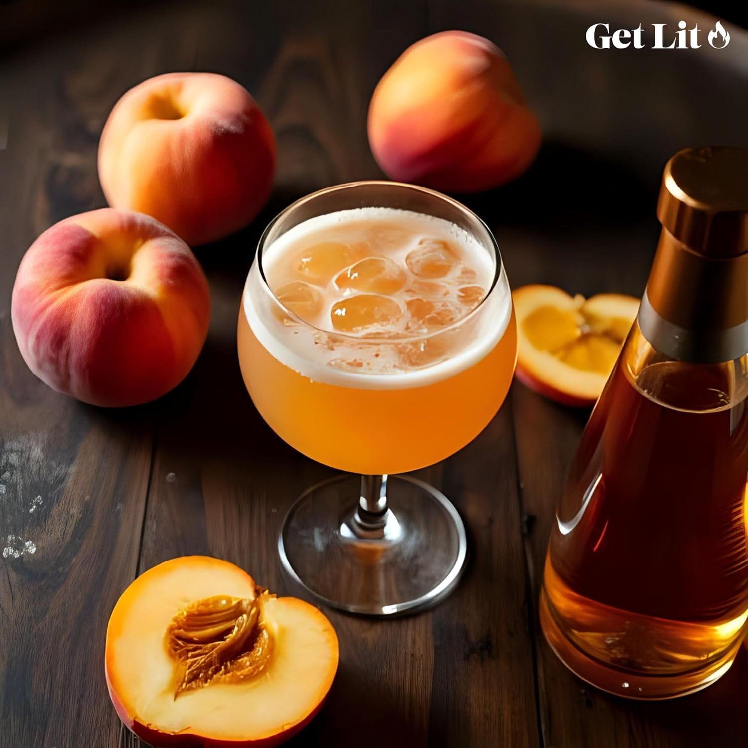 Get Lit | Peach Mimosa | 16 oz Double-Wick Scented Candle | Hand-Poured in Missouri, USA | Bright Fruity Champagne Fragrance