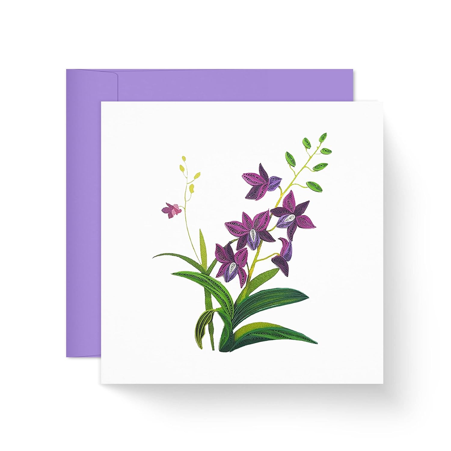 Purple Orchid With Deepest Sympathy Card, Condolences Greeting Card For Loss Of Mother, Father, Pet, Quilling Quilled Card With Envelop For Grief And Loss, Thinking Of You (Purple Orchid)