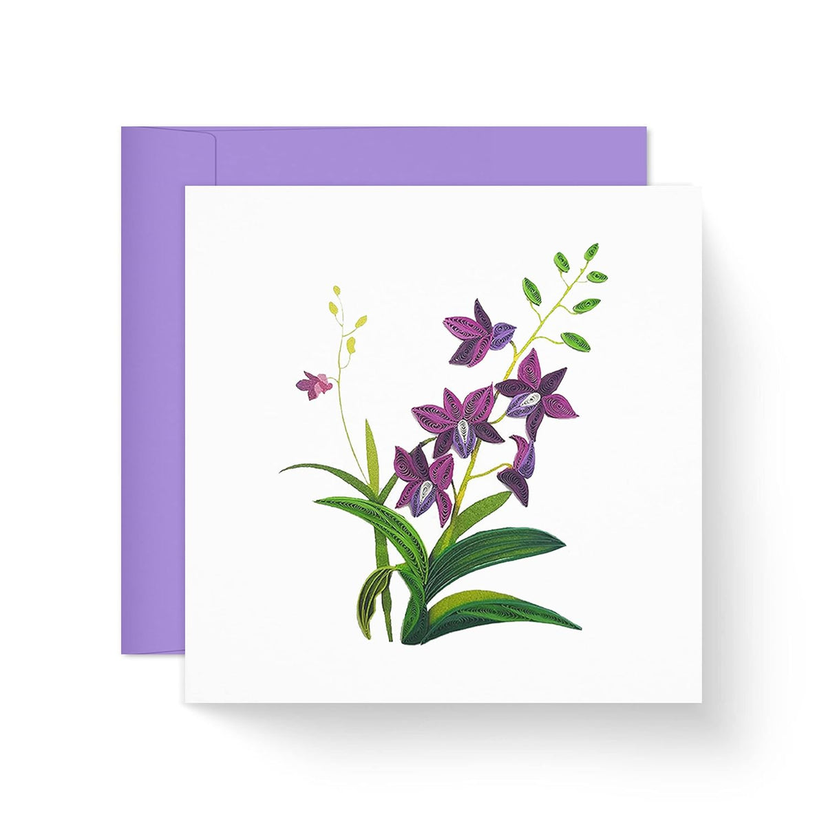 Purple Orchid With Deepest Sympathy Card, Condolences Greeting Card For Loss Of Mother, Father, Pet, Quilling Quilled Card With Envelop For Grief And Loss, Thinking Of You (Purple Orchid)