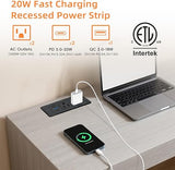 Recessed Furniture Power Strip Flush Mount Desk Outlet with 20W USB-C and 6 ft Cord