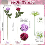 60 Pcs Valentine'S Day Artificial Rose Flowers Bulk Fake Silk Rose Bouquet With Stem Gypsophila Flowers For Spring Wedding Bridal Party Vase(Purple,20" X 3")
