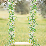 Artificial Daisy Flowers Vine Silk Wildflower Garland Spring Fake Flower Vine Hanging Ivy White Daisy Flowers Green Leaves For Wall Party Wedding Arch Floral Decor Home Indoor Outdoor Ceremony