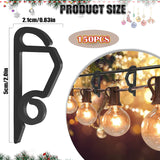 150Pcs Christmas Light Clips Outdoor Plastic Gutter Hooks Christmas Lights Hooks For Hanging Outdoor Lights Weatherproof Outdoor Holiday Light Clips For Christmas Decoration (Black)
