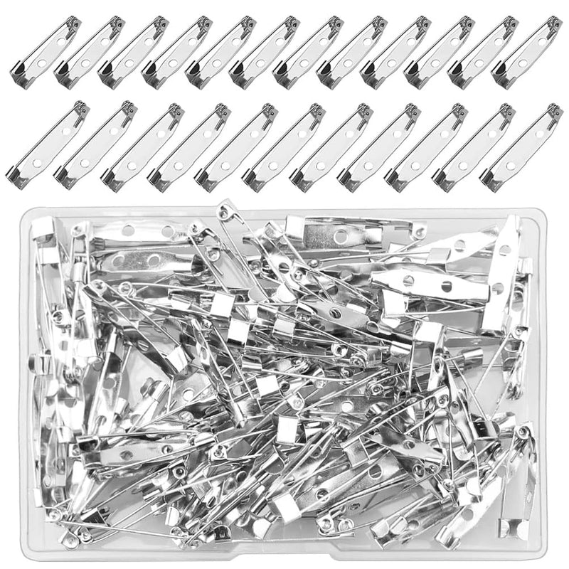 100 Pcs Bar Pins, Silver Brooch Clasp Pin Backs Safety Clasp Brooch For Name T