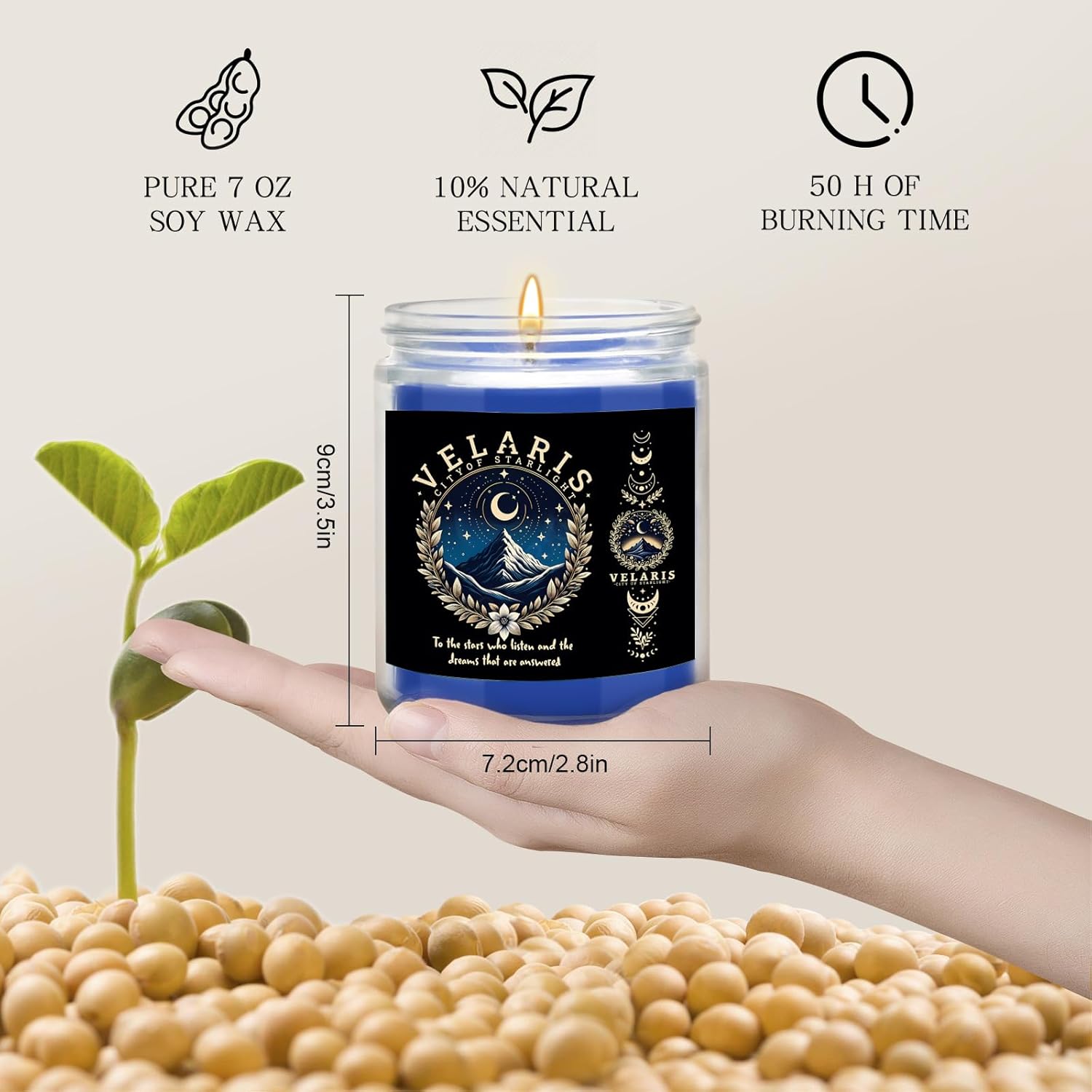 Velaris City Of Starlight Acotar Fans Gift Thorns And Roses Merchandise Sandalwood 7 Oz Scented Candle (Candle-Black City)