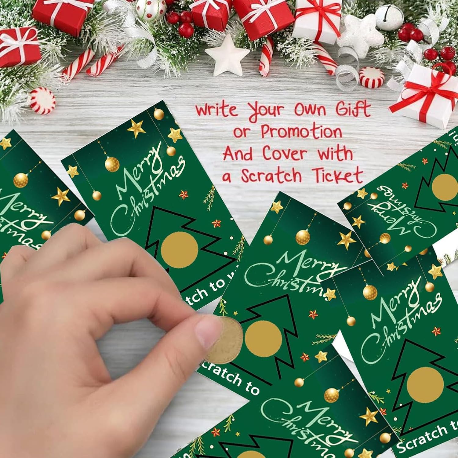 Christmas Scratch Off Cards(50 Pack) Christmas Party Game Cards Christmas Festive Raffle Tickets Christmas Craft Christmas Party Game For Boys And Girls Adults