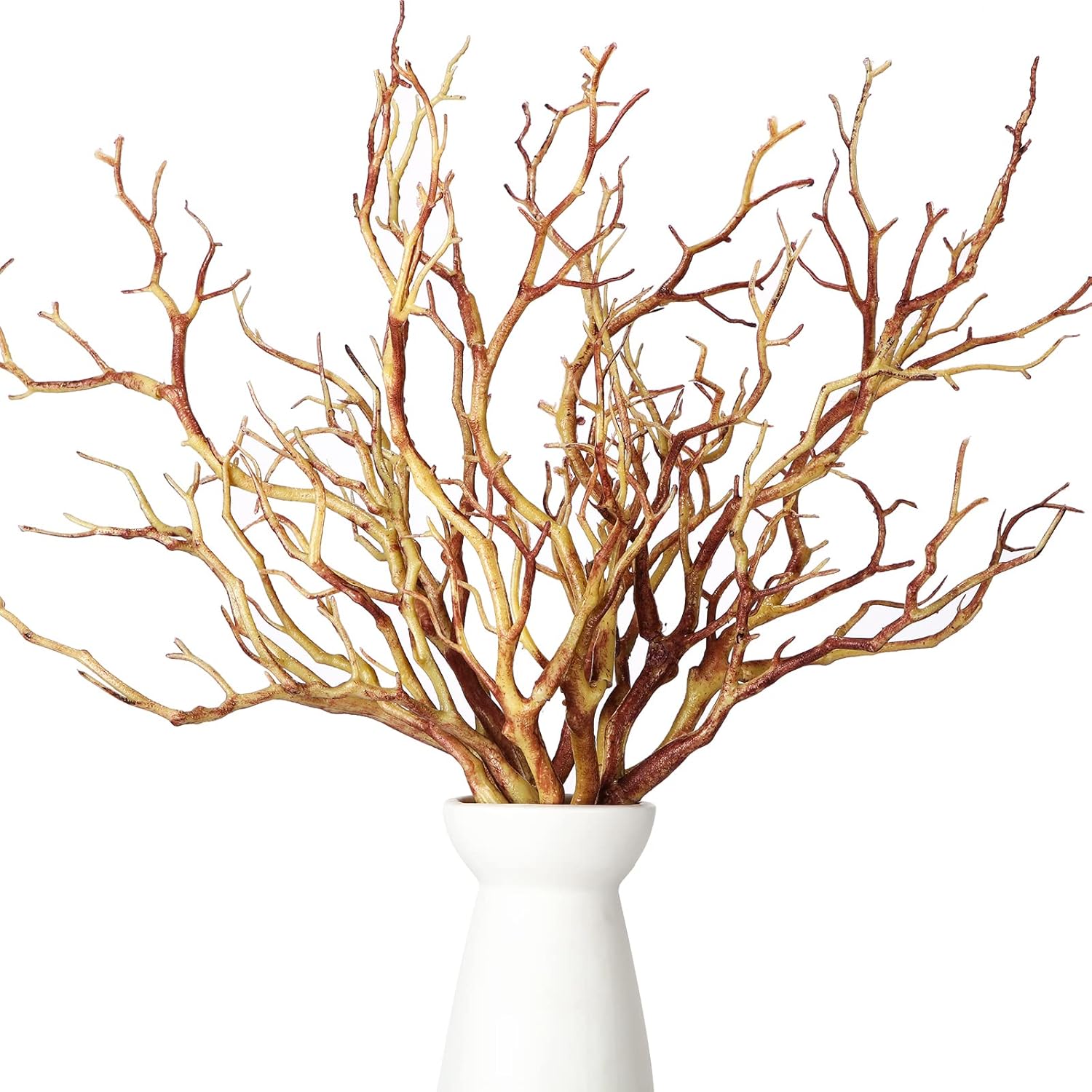 13.8 Inch Small Manzanita Branches Plastic Faux Branches Artificial Antler Shaped Tree Branch Decorative Plant Twigs For Home Wedding Table Centerpiece Festival Decors(Light Brown,10 Pieces)