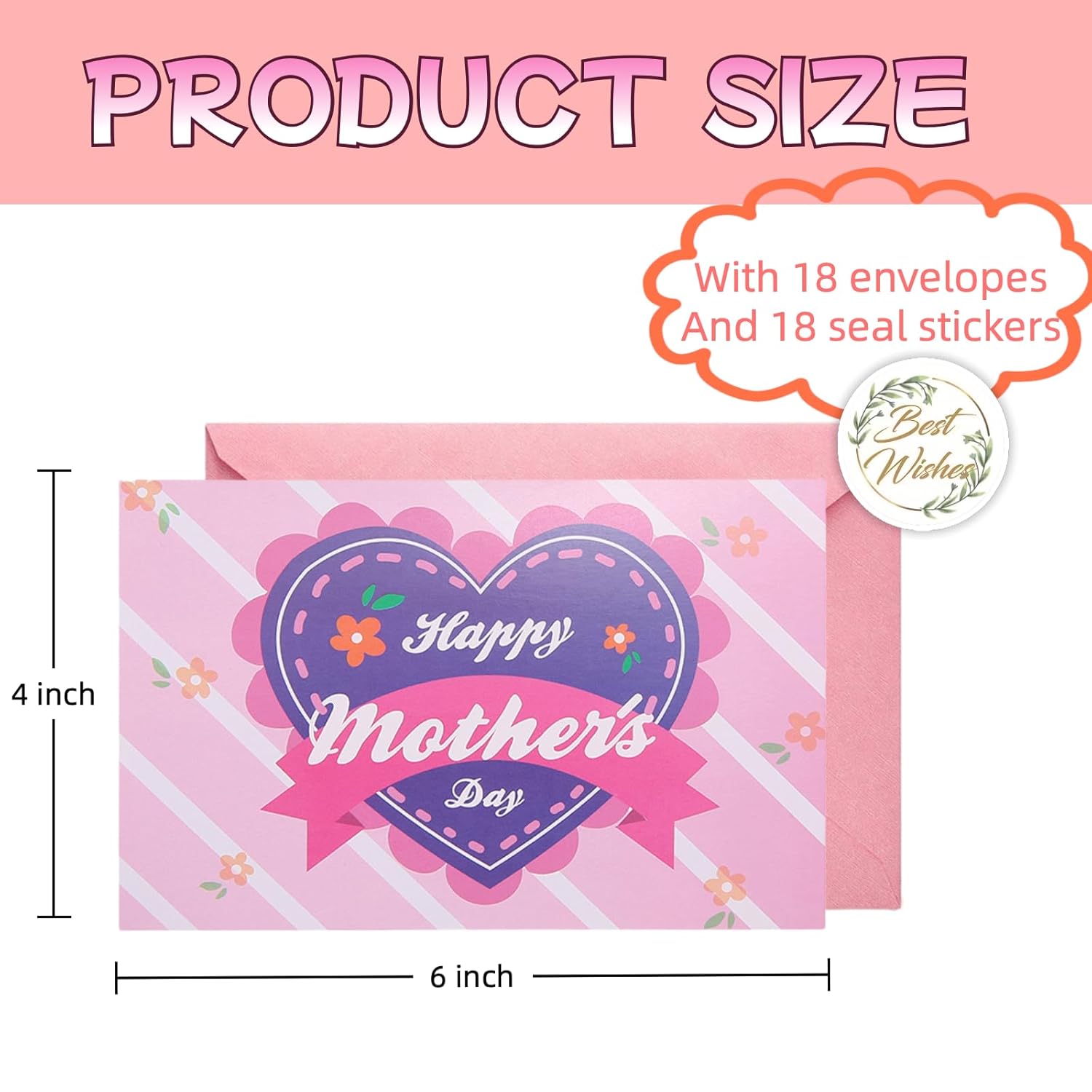 Happy Mother’S Day Greeting Cards Assortment For Mom, Wife, Blank Notes Cards For Mother'S Day Birthday Supplies (18 Cards With Envelopes & Stickers, 4" X 6" Cover, 6 Floral Designs)