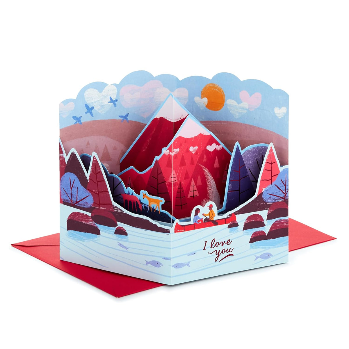Hallmark Valentines Day Pop Up Card (Mountain Lake) Paper Wonder 3D Card for Husband, Wife, Boyfriend, Girlfriend