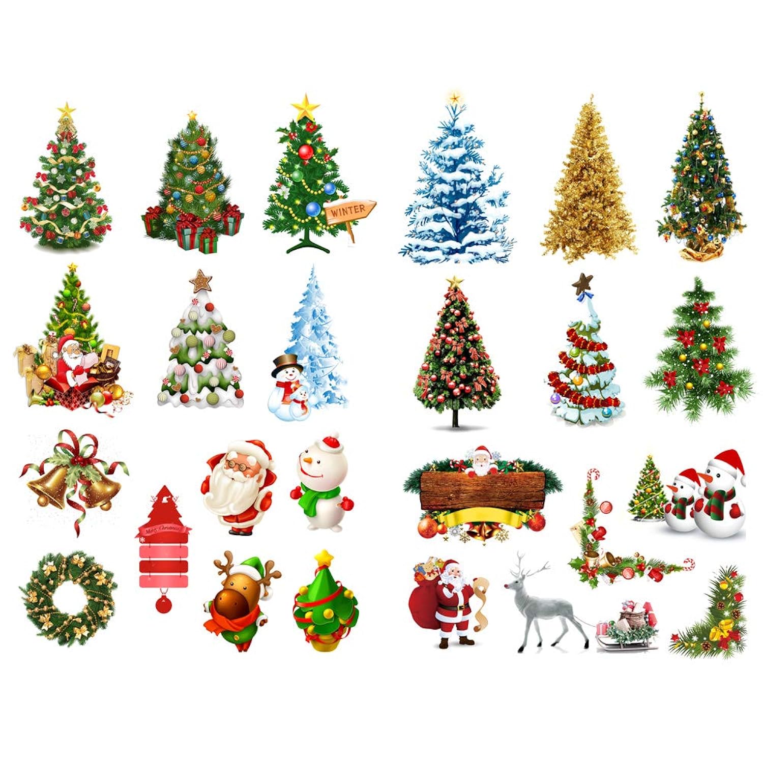 Kawaii Christmas Tree Aesthetic Diary Travel Journal Paper Stickers Scrapbooking Stationery Sticker Flakes Art Supplies (Pk539)