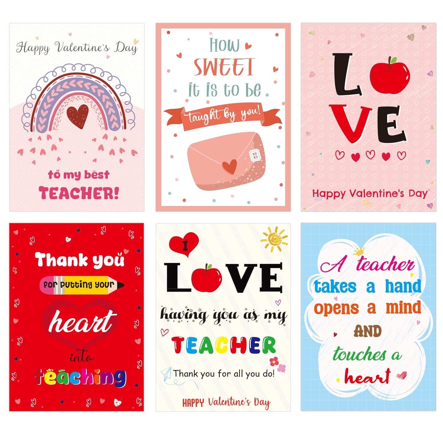 Valentine'S Day Cards For Teachers Happy Valentine Teacher Appreciation Cards Holiday Thank You Notes 12Pcs