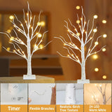 Valentines Day Decorations 2Pack Birch Tree With Hanging Heart-Shaped Ornaments, Lighted Artificial Trees With 24 Led Pink&Red Lights, Light Up Twig Tabletop Battery Operated For Home Indoor Table