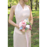7 Inch Flower Bouquet For Bride Artificial Flowers Bouquet Bridesmaid Bouquet Bridal Bouquet Tossing Bouquet For Wedding Ceremony Anniversary, French Dusty Rose