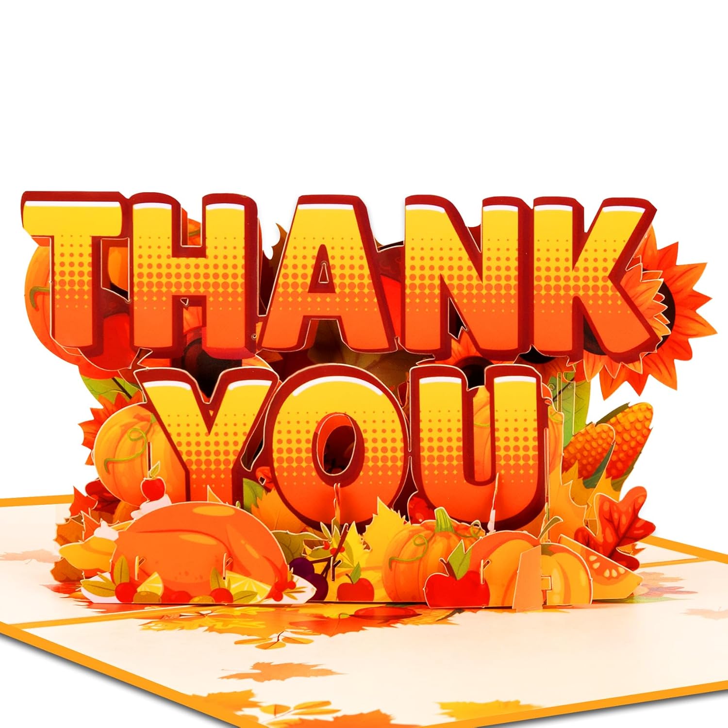 Thank You Pop Up Card, Pumpkins Maple Leafs Card, 3D Popup Greeting Cards For Thanksgiving, Gratitude, Birthday, Mother'S Day,Valentine'S Day
