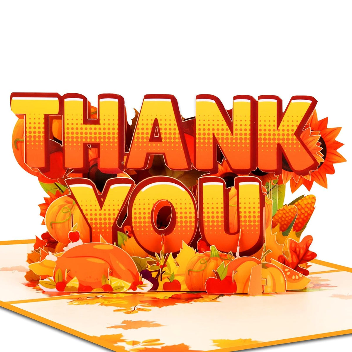 Thank You Pop Up Card, Pumpkins Maple Leafs Card, 3D Popup Greeting Cards For Thanksgiving, Gratitude, Birthday, Mother'S Day,Valentine'S Day