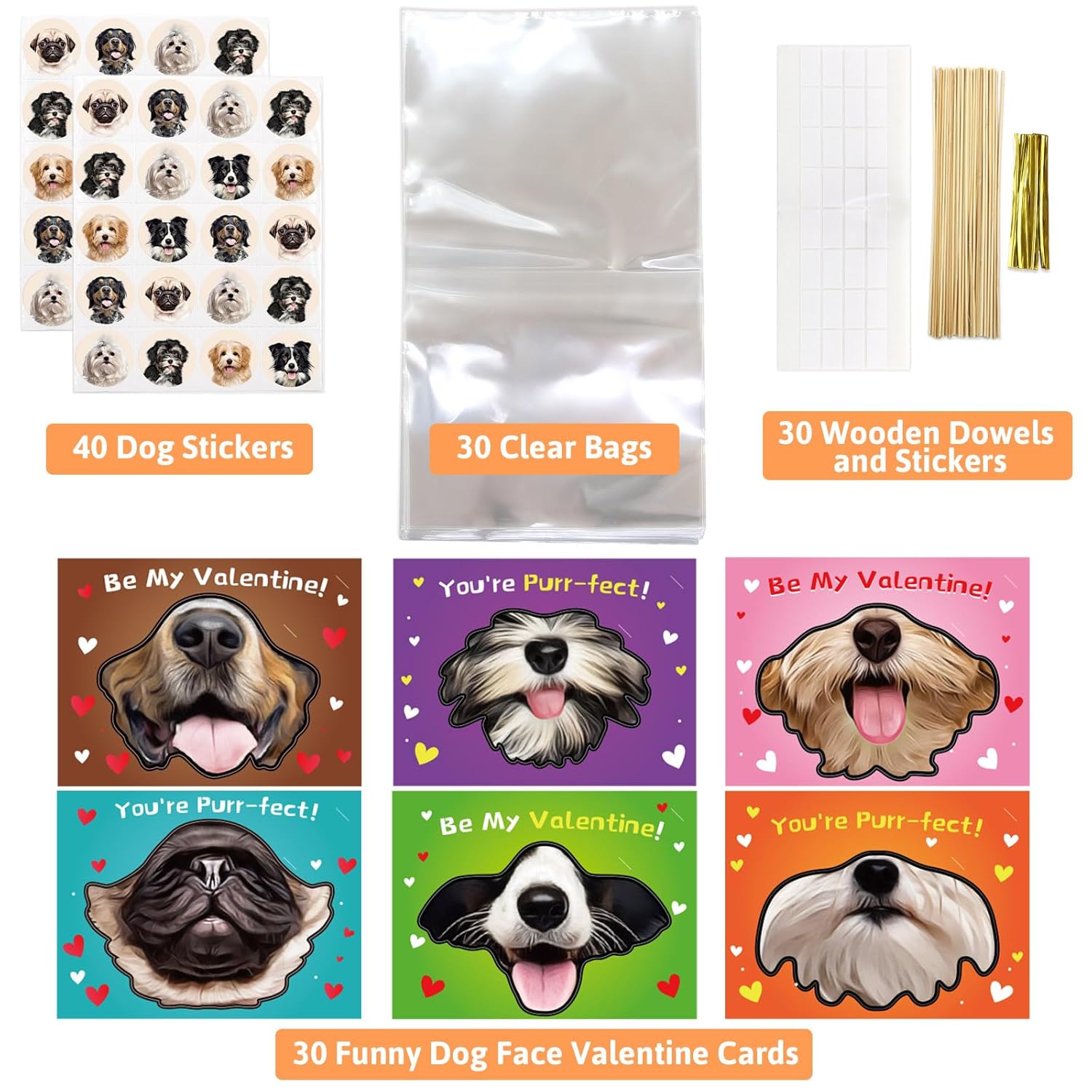 30 Valentines Day Dog Cards Kids Fun Puppy Face Cards With Envelopes Cute Animals Valentine Photo Booth Props Design For Kids Classroom Exchange Gifts Party Favors