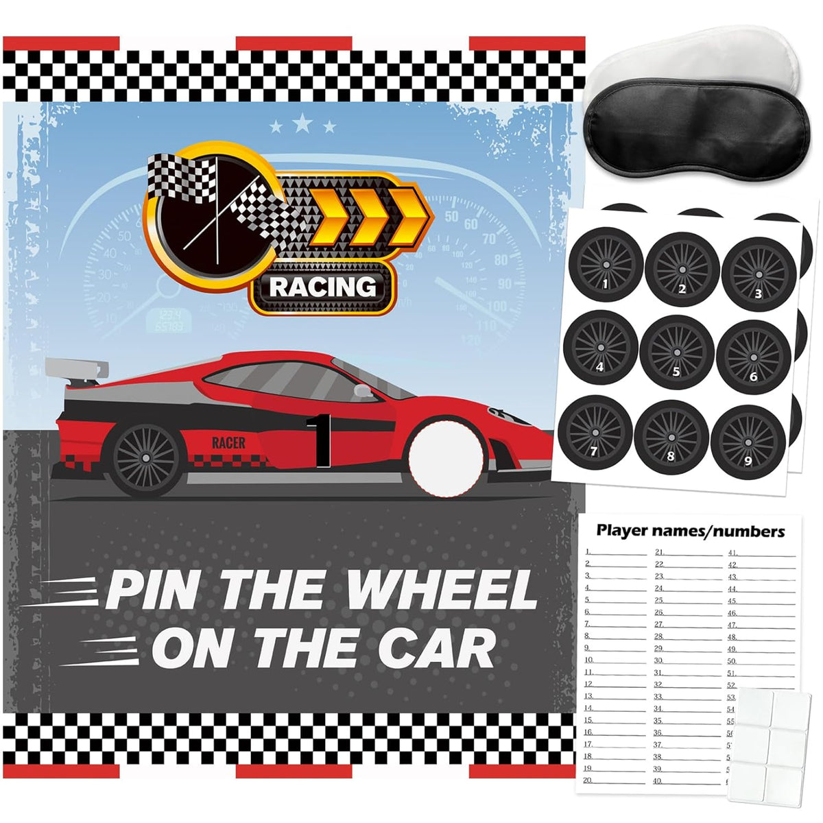 Cars Party Games, Pin The Wheel On The Car, Race Car Party Birthday Party Decorations Supplies Decor For Families Adult Groups