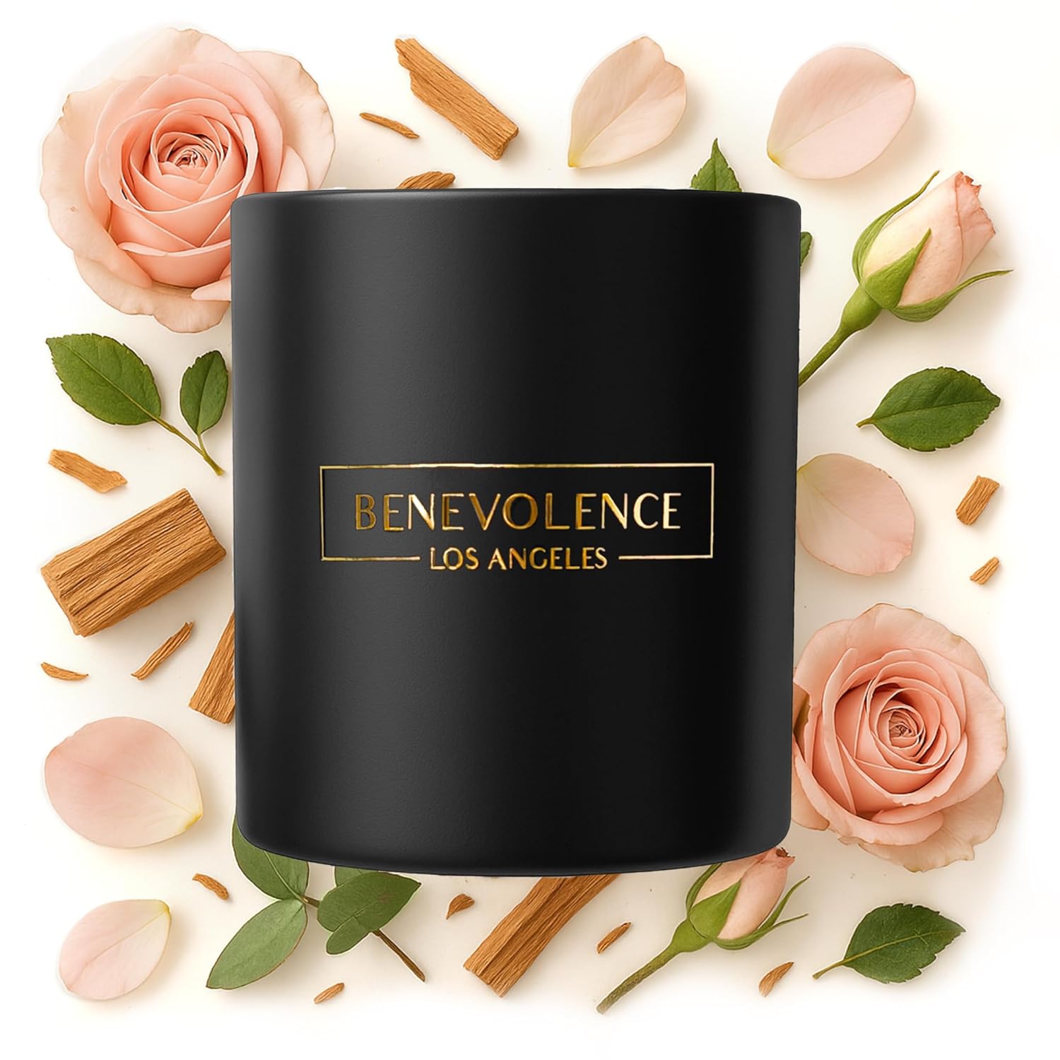 Rose & Sandalwood Scented Candle | Soy Christmas Candles, Black Candle For Home | Holiday Candles Gifts For Women And Men | Home Fragrance | Aromatherapy | 8Oz, 45 Hour Burn